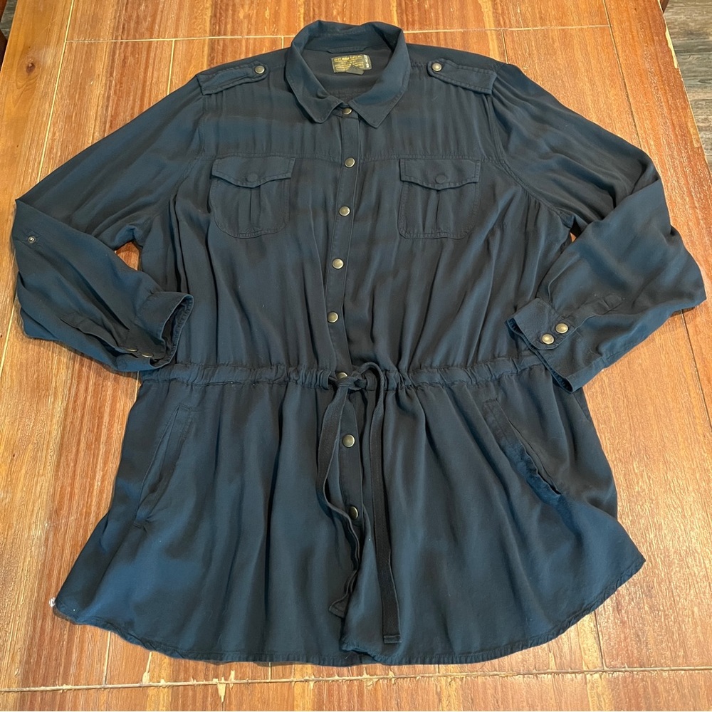 Lucky Brand Clothing Black Plus Size Button Up Blouse Size 3X